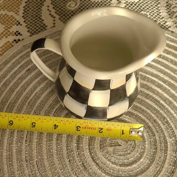 MacKenzie-Childs Black and White Checkered Metal Creamer - Picture 7 of 7